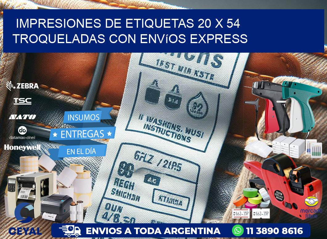 Impresiones de etiquetas 20 x 54 troqueladas con envíos express
