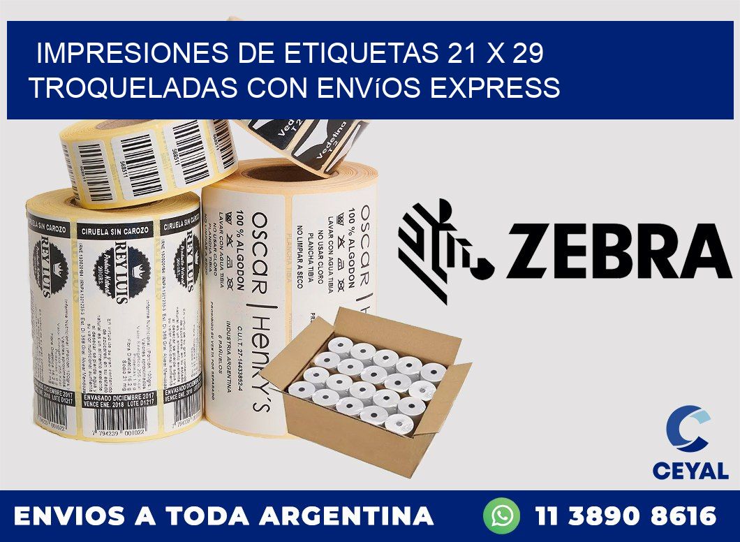 Impresiones de etiquetas 21 x 29 troqueladas con envíos express
