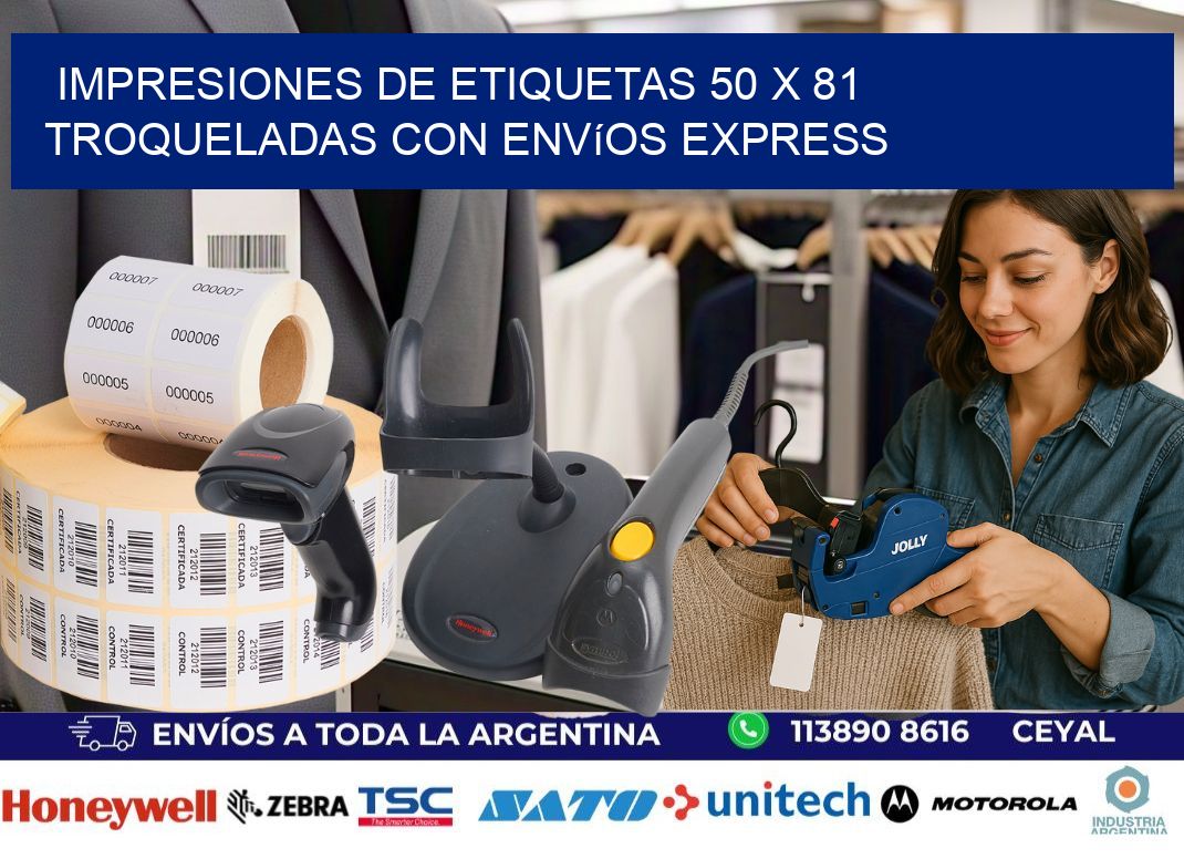 Impresiones de etiquetas 50 x 81 troqueladas con envíos express
