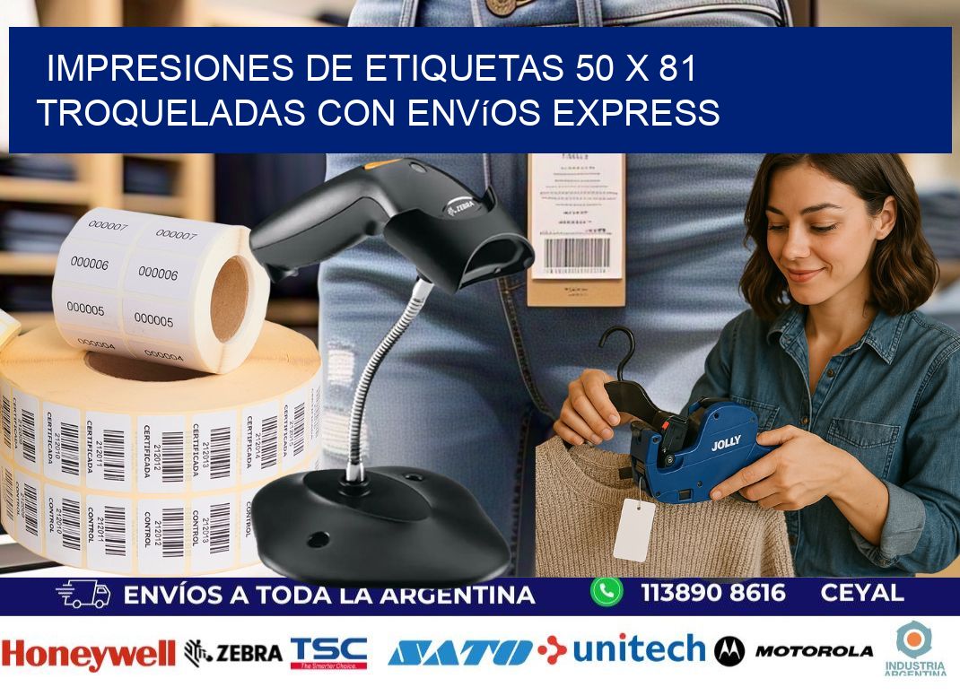 Impresiones de etiquetas 50 x 81 troqueladas con envíos express