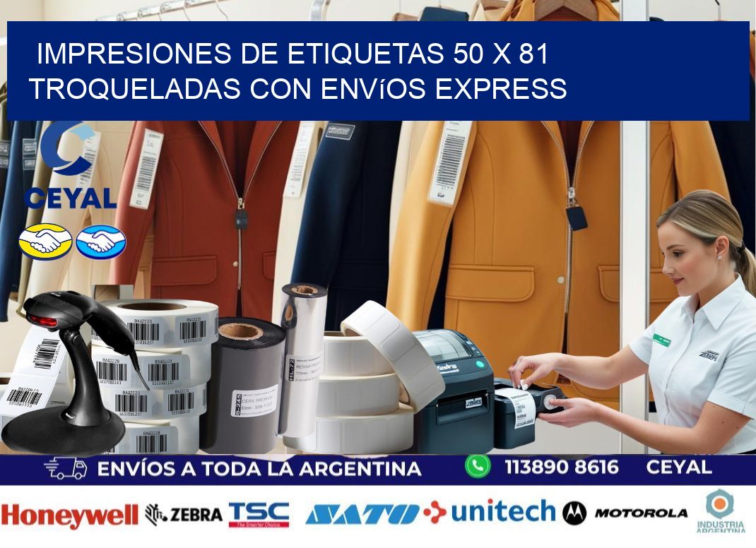 Impresiones de etiquetas 50 x 81 troqueladas con envíos express