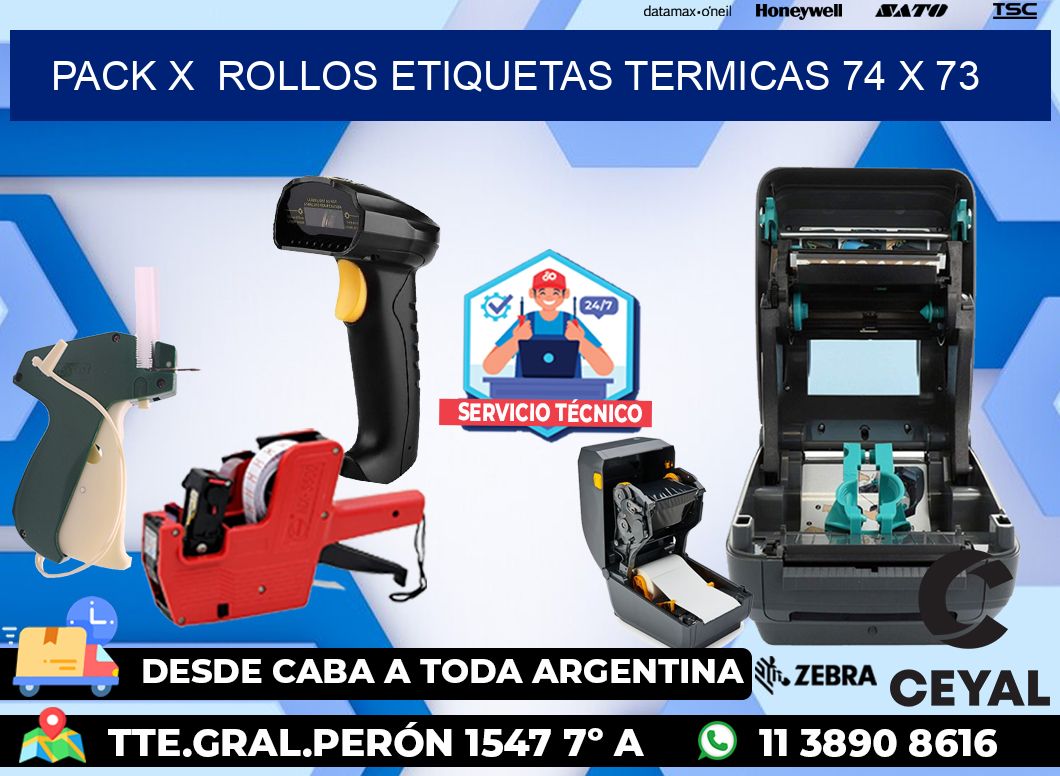 Pack X  Rollos Etiquetas termicas 74 x 73