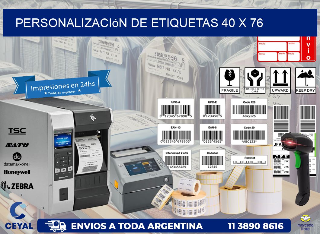 Personalización de etiquetas 40 x 76
