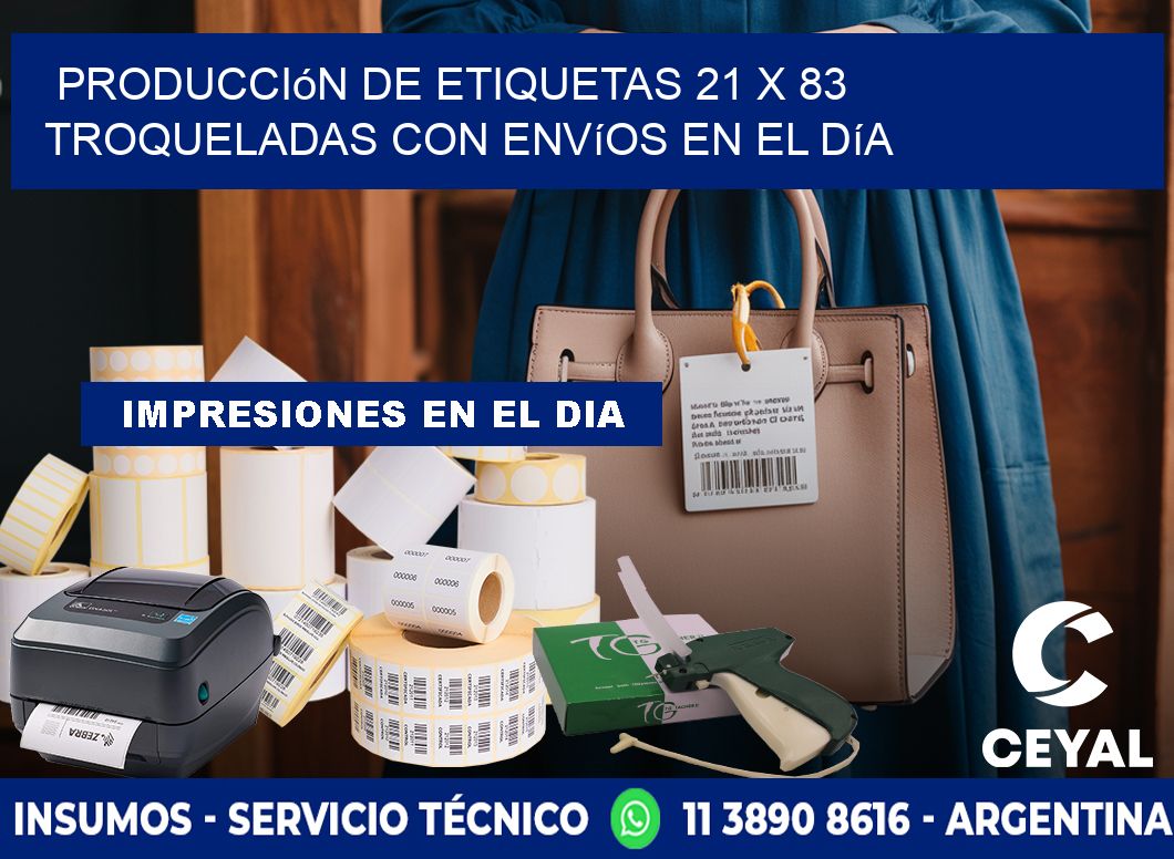 Producción de etiquetas 21 x 83 troqueladas con envíos en el día