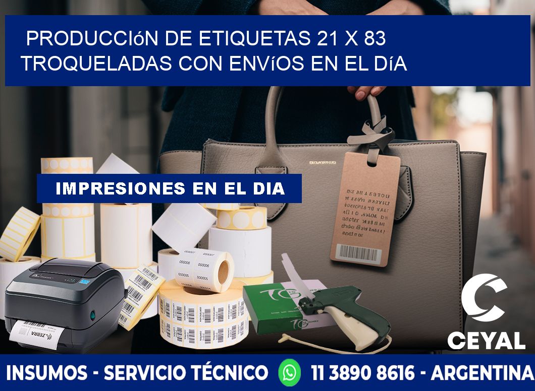 Producción de etiquetas 21 x 83 troqueladas con envíos en el día