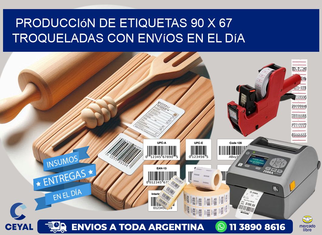 Producción de etiquetas 90 x 67 troqueladas con envíos en el día
