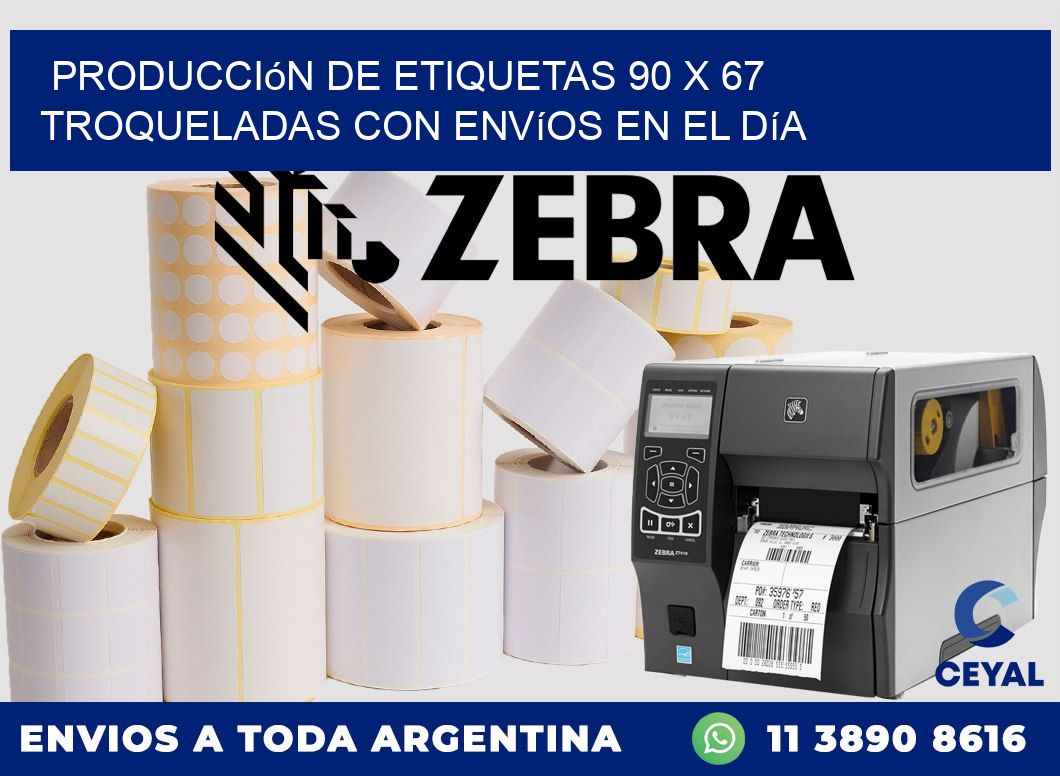 Producción de etiquetas 90 x 67 troqueladas con envíos en el día