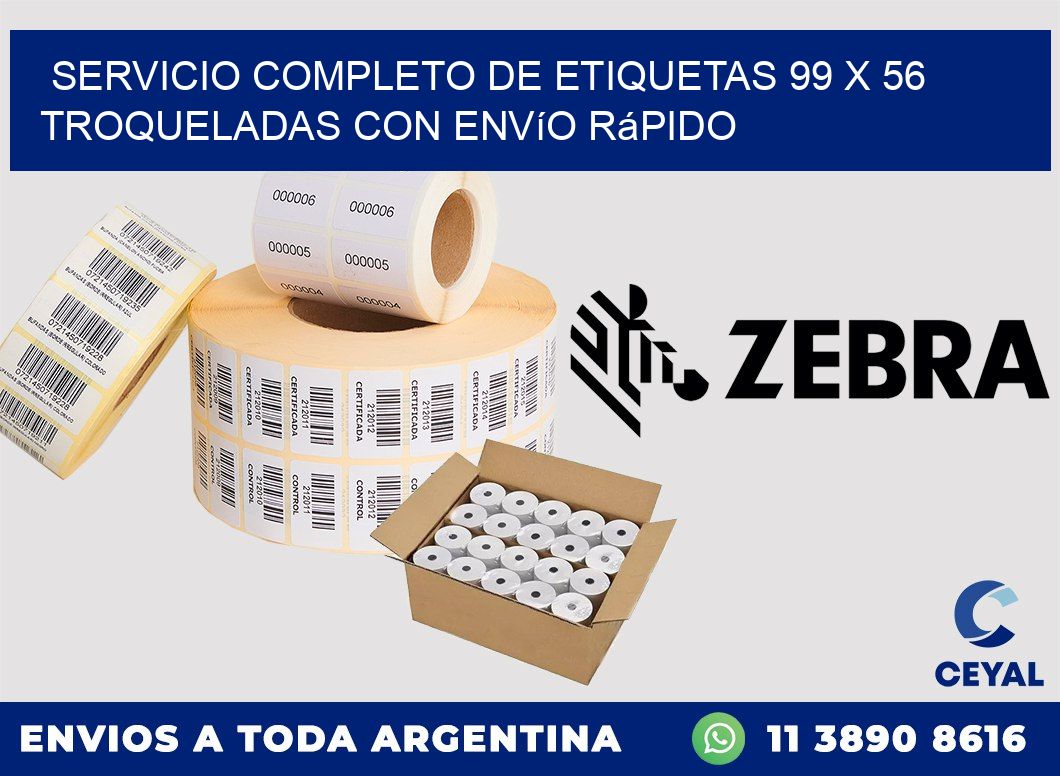 Servicio completo de etiquetas 99 x 56 troqueladas con envío rápido