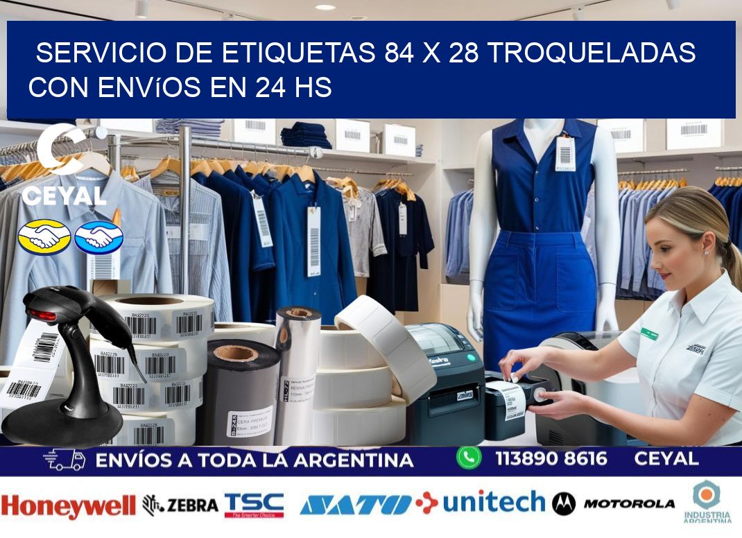 Servicio de etiquetas 84 x 28 troqueladas con envíos en 24 hs