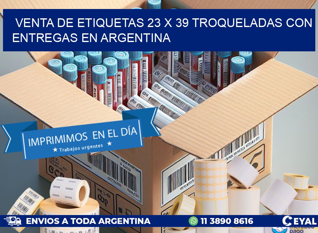 Venta de etiquetas 23 x 39 troqueladas con entregas en Argentina