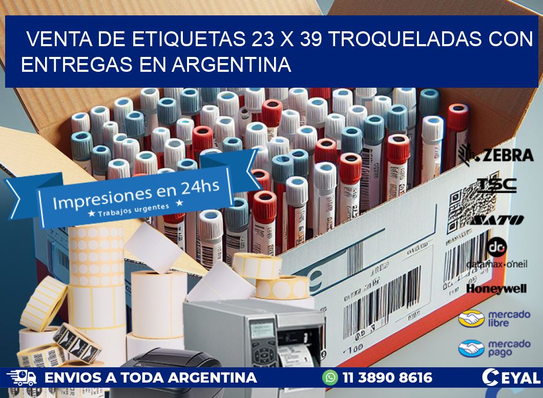 Venta de etiquetas 23 x 39 troqueladas con entregas en Argentina