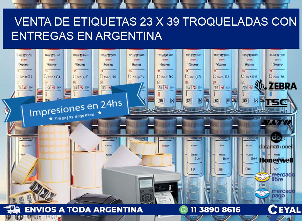 Venta de etiquetas 23 x 39 troqueladas con entregas en Argentina