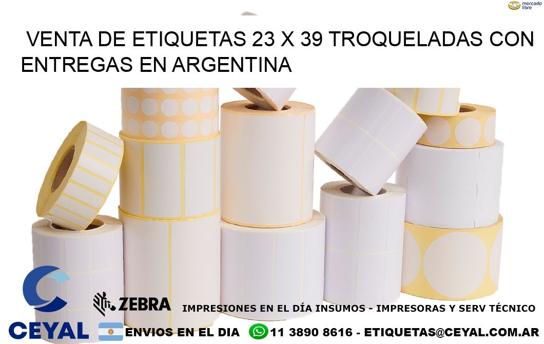 Venta de etiquetas 23 x 39 troqueladas con entregas en Argentina