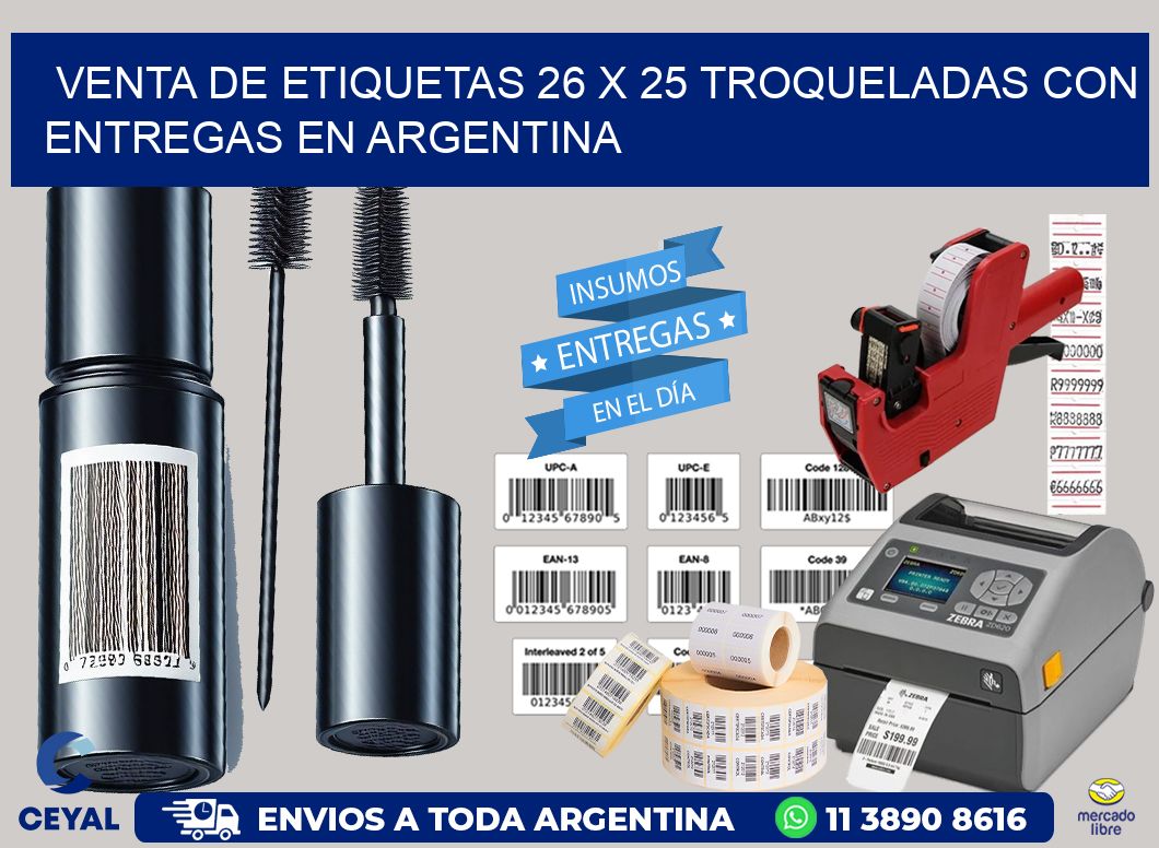 Venta de etiquetas 26 x 25 troqueladas con entregas en Argentina