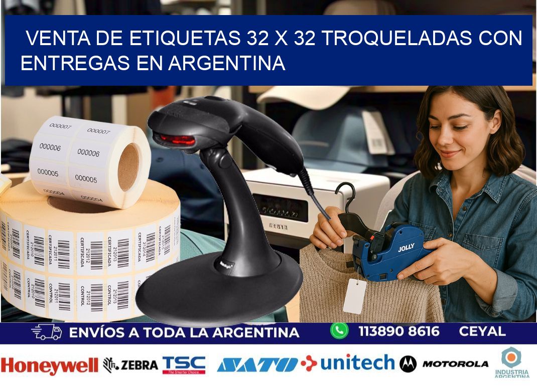 Venta de etiquetas 32 x 32 troqueladas con entregas en Argentina