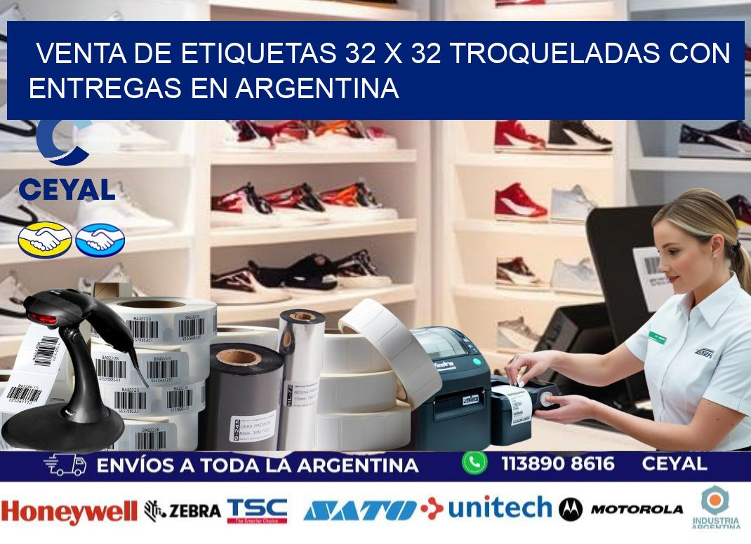 Venta de etiquetas 32 x 32 troqueladas con entregas en Argentina
