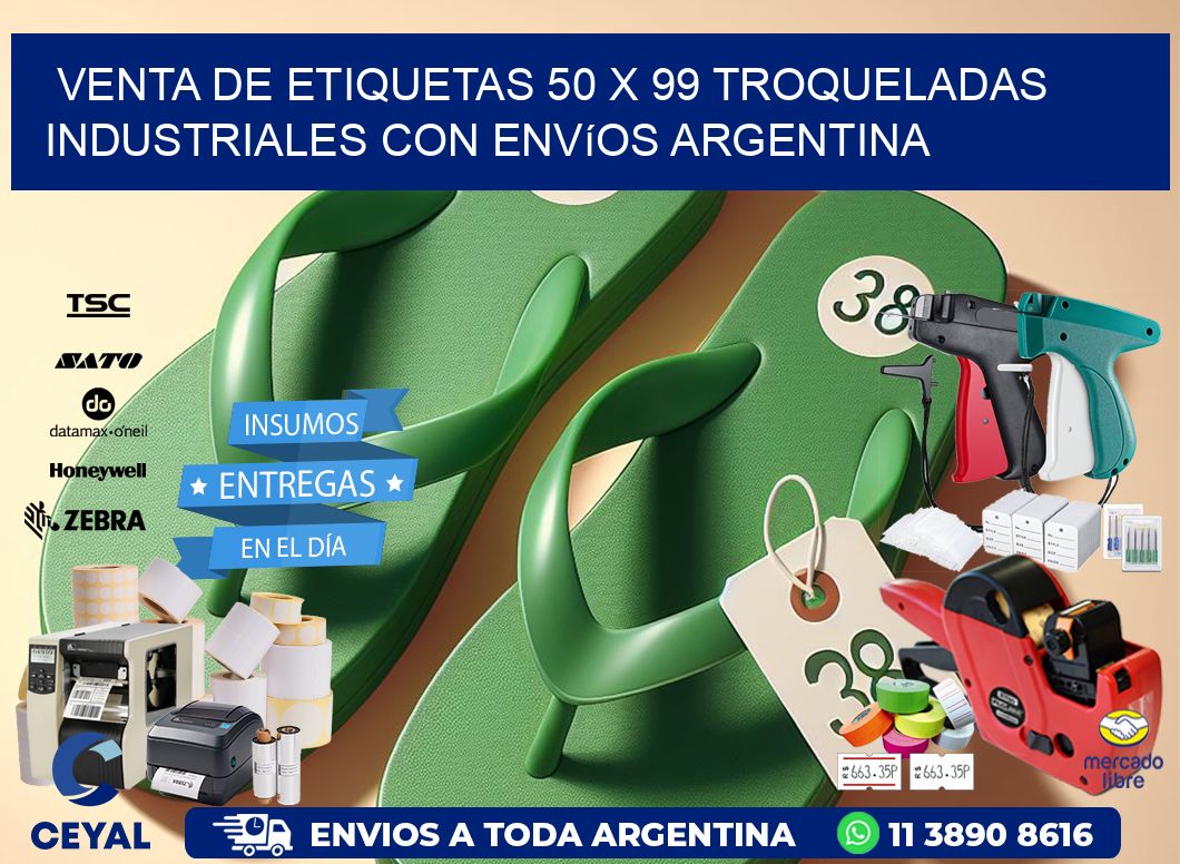 Venta de etiquetas 50 x 99 troqueladas industriales con envíos Argentina