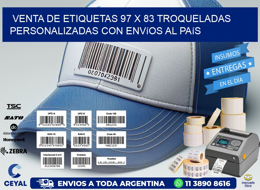 Venta de etiquetas 97 x 83 troqueladas personalizadas con envíos al país