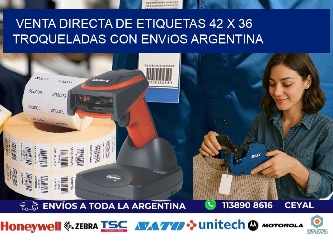 Venta directa de etiquetas 42 x 36 troqueladas con envíos Argentina