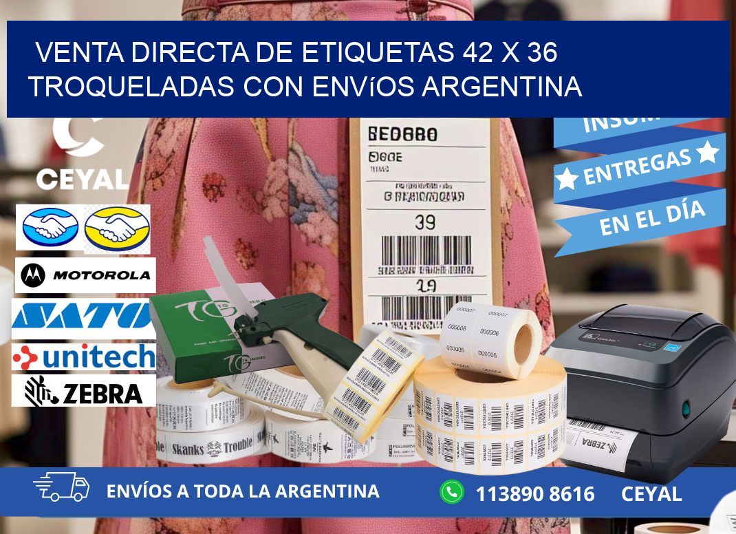 Venta directa de etiquetas 42 x 36 troqueladas con envíos Argentina