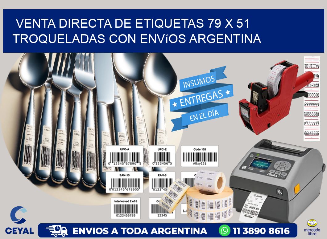 Venta directa de etiquetas 79 x 51 troqueladas con envíos Argentina
