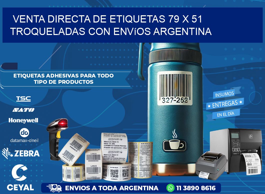 Venta directa de etiquetas 79 x 51 troqueladas con envíos Argentina