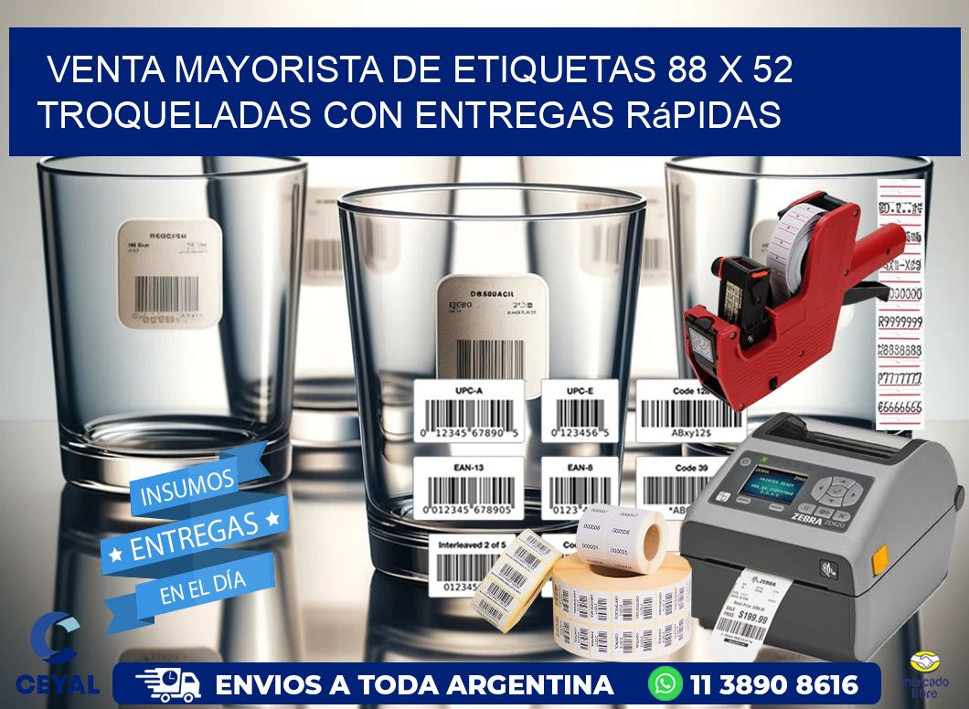 Venta mayorista de etiquetas 88 x 52 troqueladas con entregas rápidas