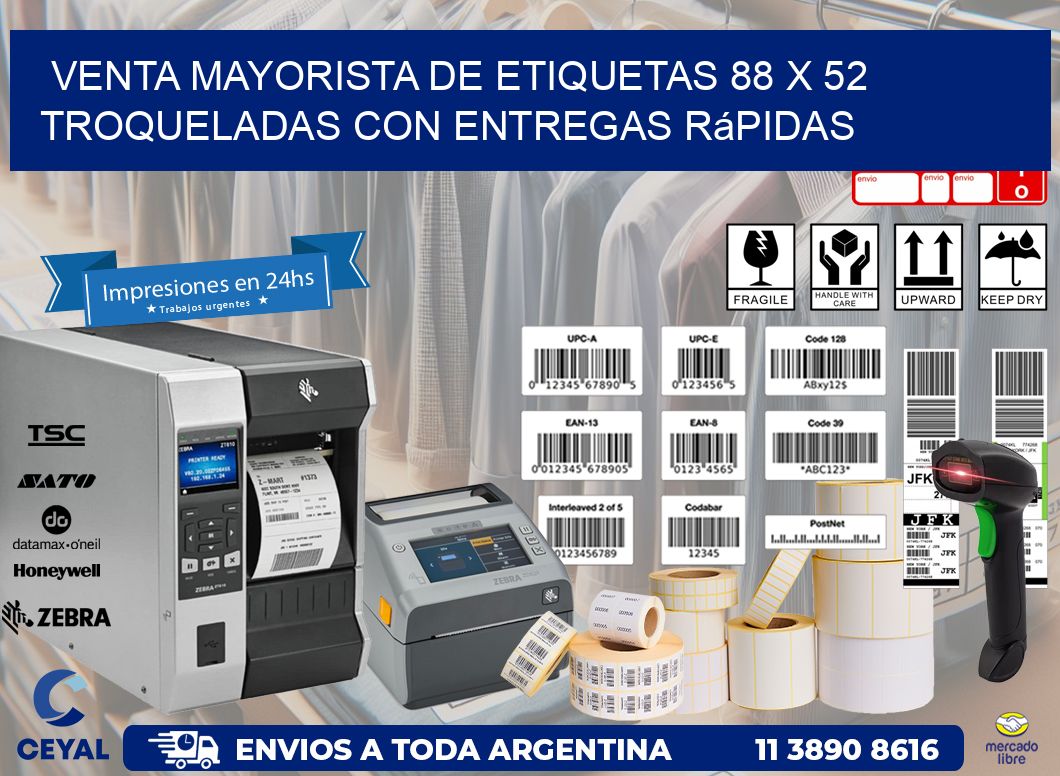 Venta mayorista de etiquetas 88 x 52 troqueladas con entregas rápidas