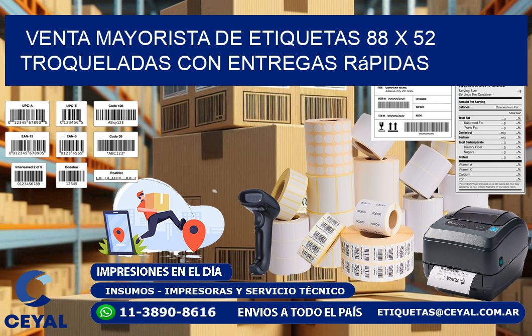 Venta mayorista de etiquetas 88 x 52 troqueladas con entregas rápidas