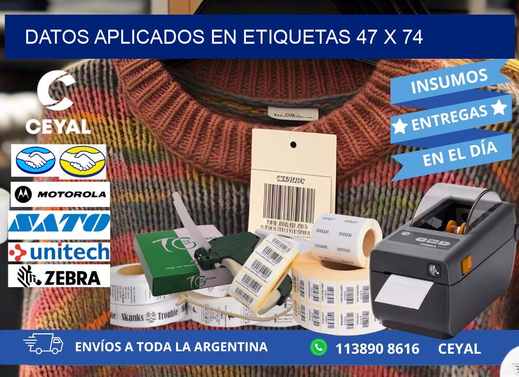 datos aplicados en etiquetas 47 x 74