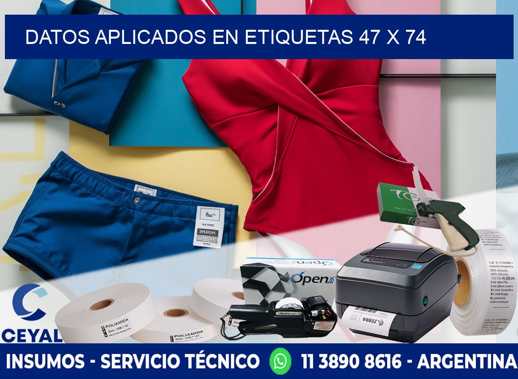 datos aplicados en etiquetas 47 x 74