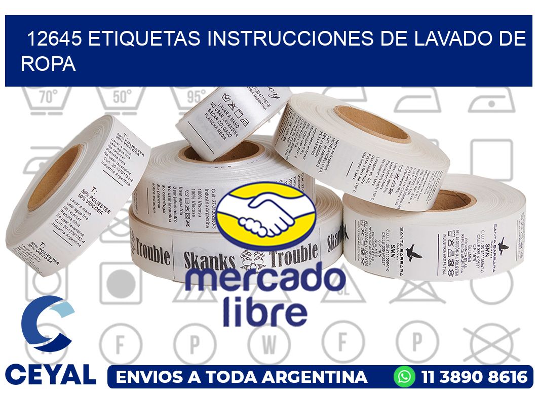 12645 etiquetas instrucciones de lavado de ropa
