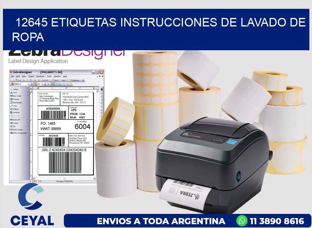 12645 etiquetas instrucciones de lavado de ropa