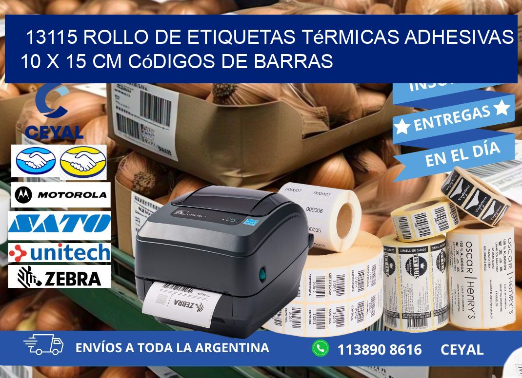 13115 Rollo de Etiquetas Térmicas Adhesivas 10 x 15 cm Códigos de Barras