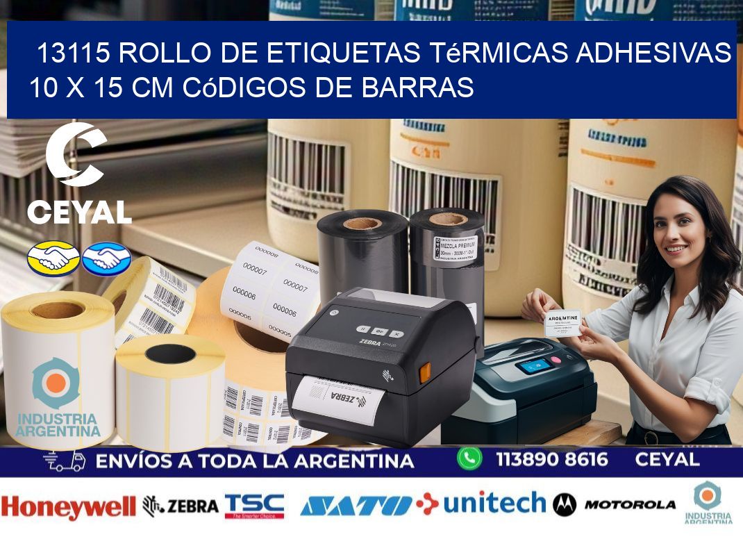 13115 Rollo de Etiquetas Térmicas Adhesivas 10 x 15 cm Códigos de Barras