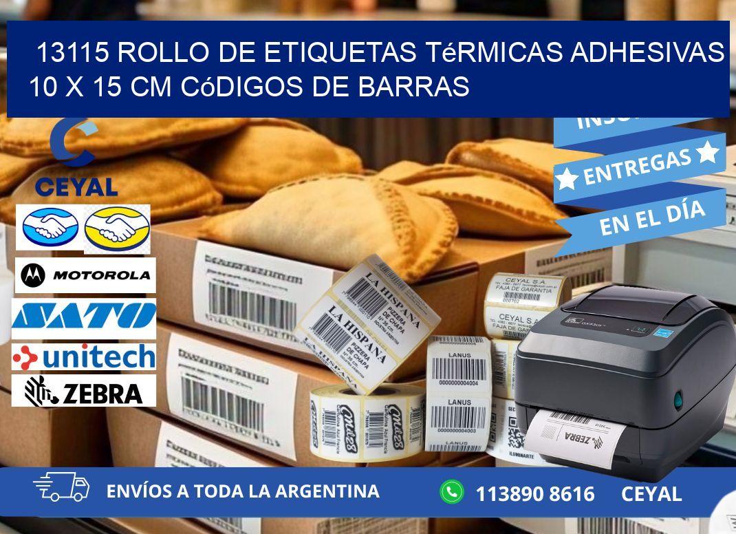 13115 Rollo de Etiquetas Térmicas Adhesivas 10 x 15 cm Códigos de Barras