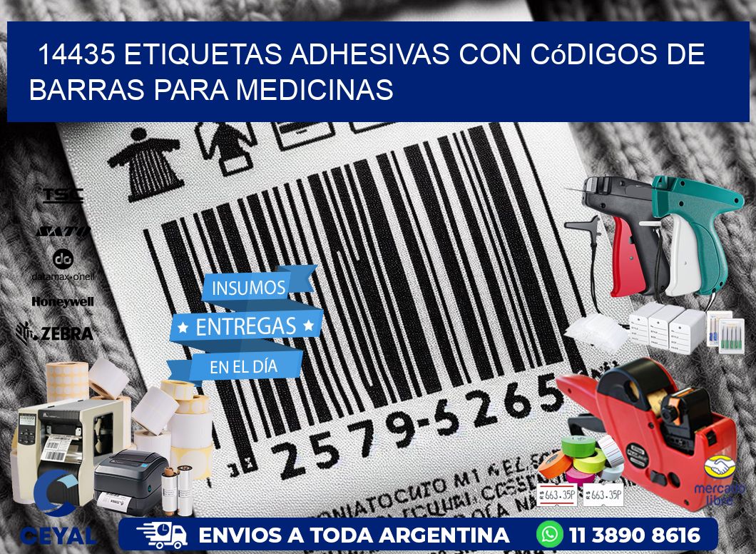 14435 etiquetas adhesivas con códigos de barras para medicinas