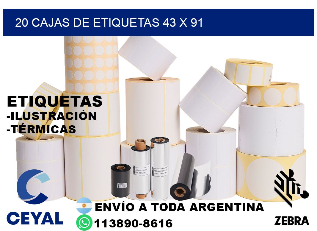 20 cajas de etiquetas 43 x 91