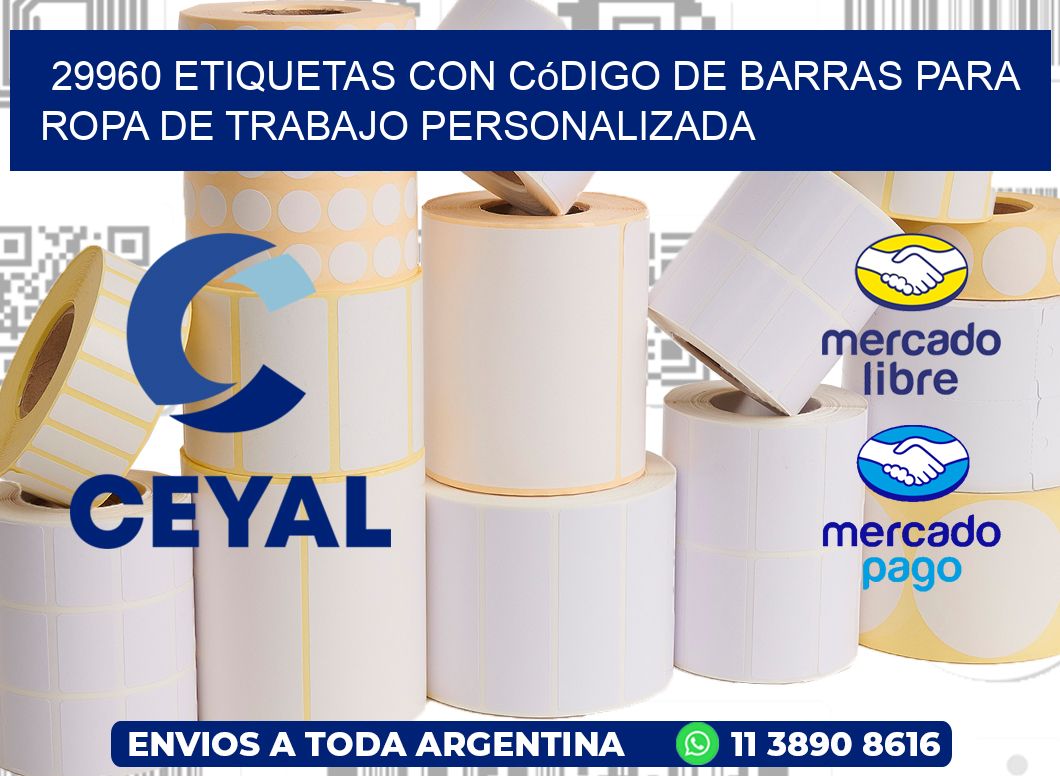 29960 Etiquetas con código de barras para ropa de trabajo personalizada