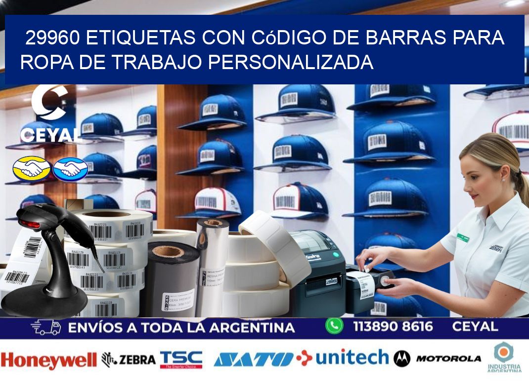 29960 Etiquetas con código de barras para ropa de trabajo personalizada