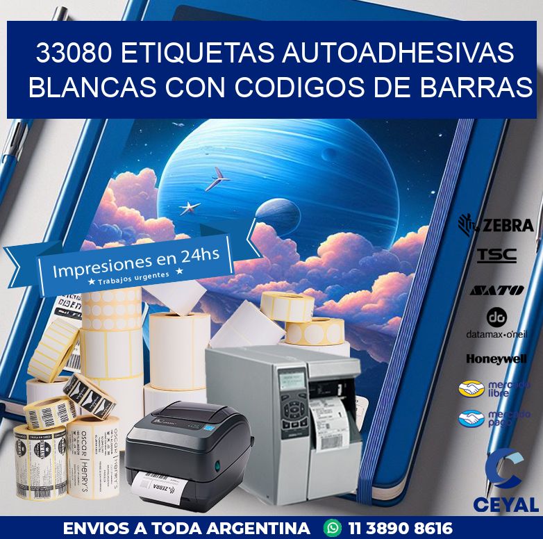 33080 etiquetas autoadhesivas blancas con codigos de barras
