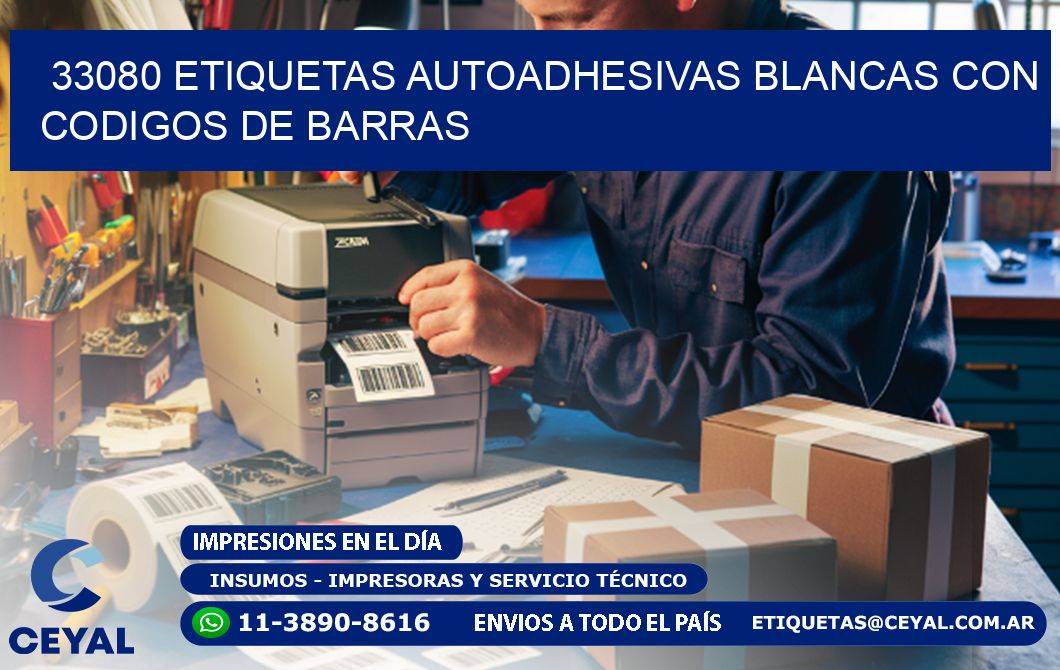 33080 etiquetas autoadhesivas blancas con codigos de barras