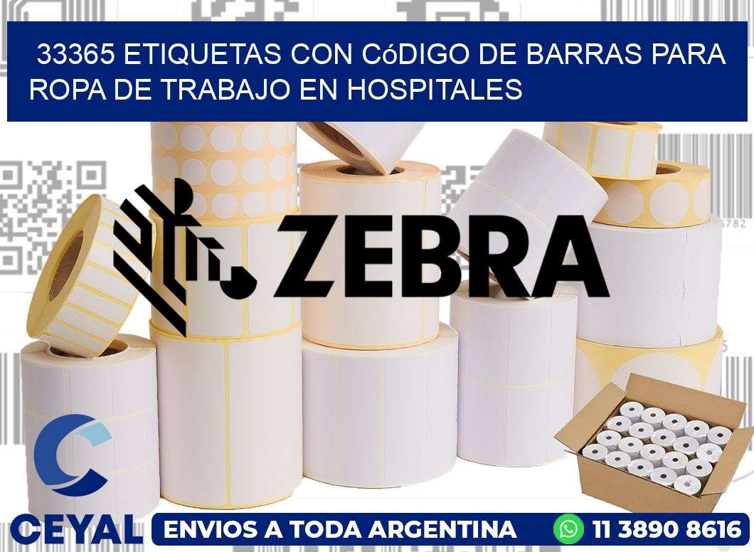 33365 Etiquetas con código de barras para ropa de trabajo en hospitales