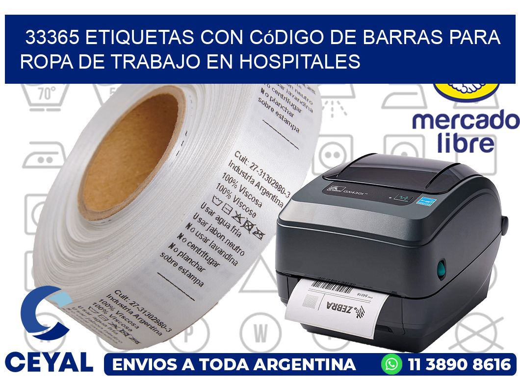 33365 Etiquetas con código de barras para ropa de trabajo en hospitales