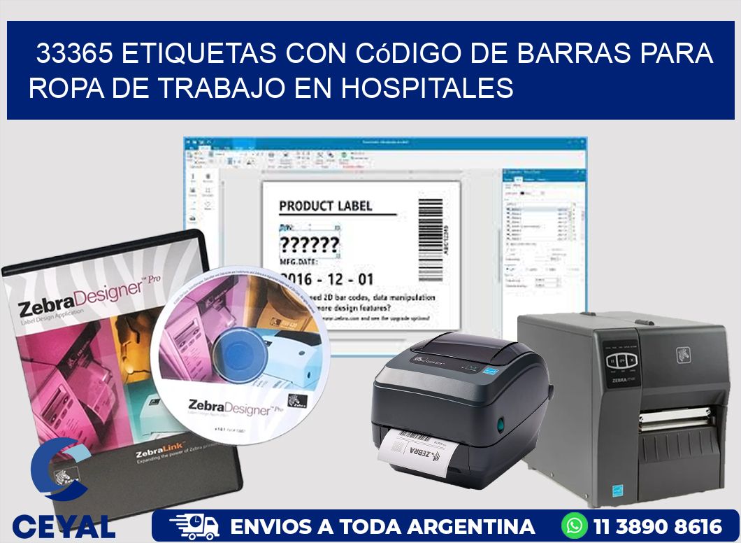 33365 Etiquetas con código de barras para ropa de trabajo en hospitales
