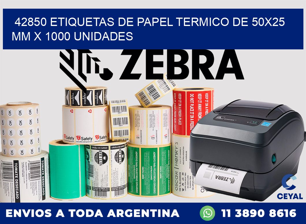 42850 Etiquetas De Papel Termico De 50x25 Mm X 1000 Unidades