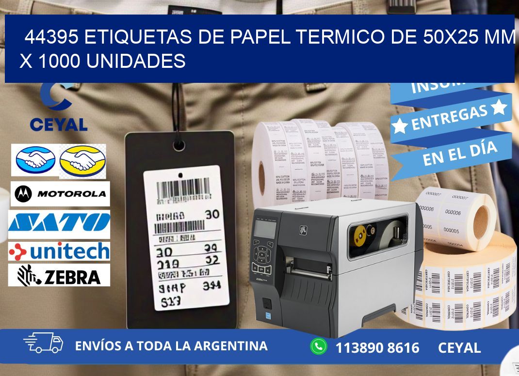 44395 Etiquetas De Papel Termico De 50x25 Mm X 1000 Unidades