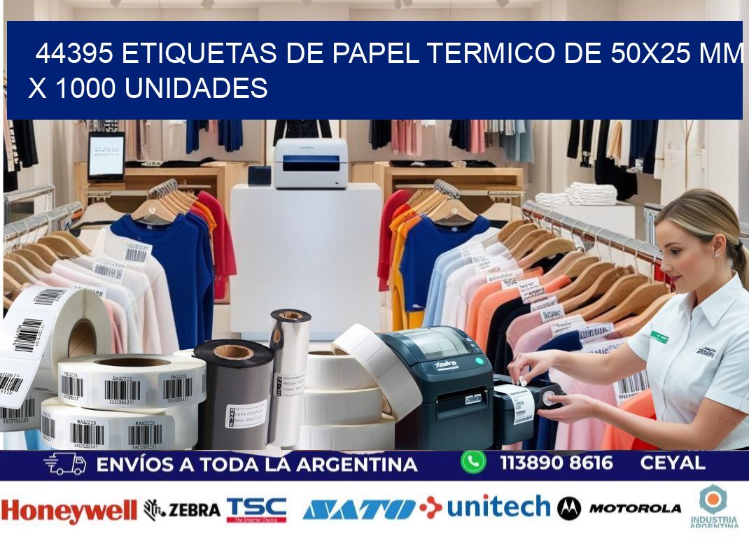 44395 Etiquetas De Papel Termico De 50x25 Mm X 1000 Unidades