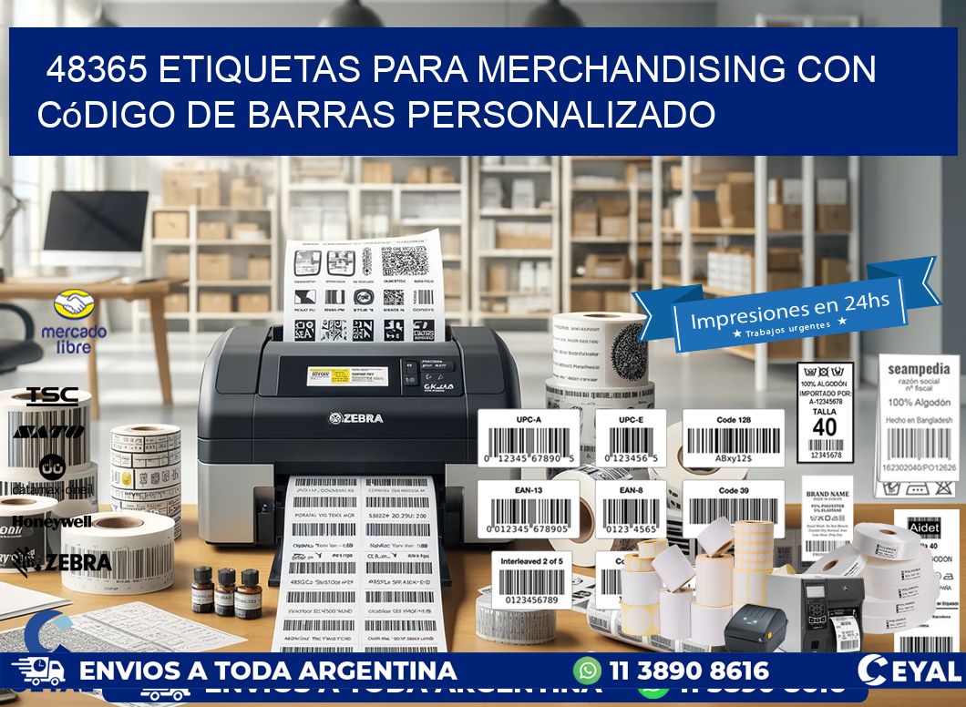 48365 etiquetas para merchandising con código de barras personalizado