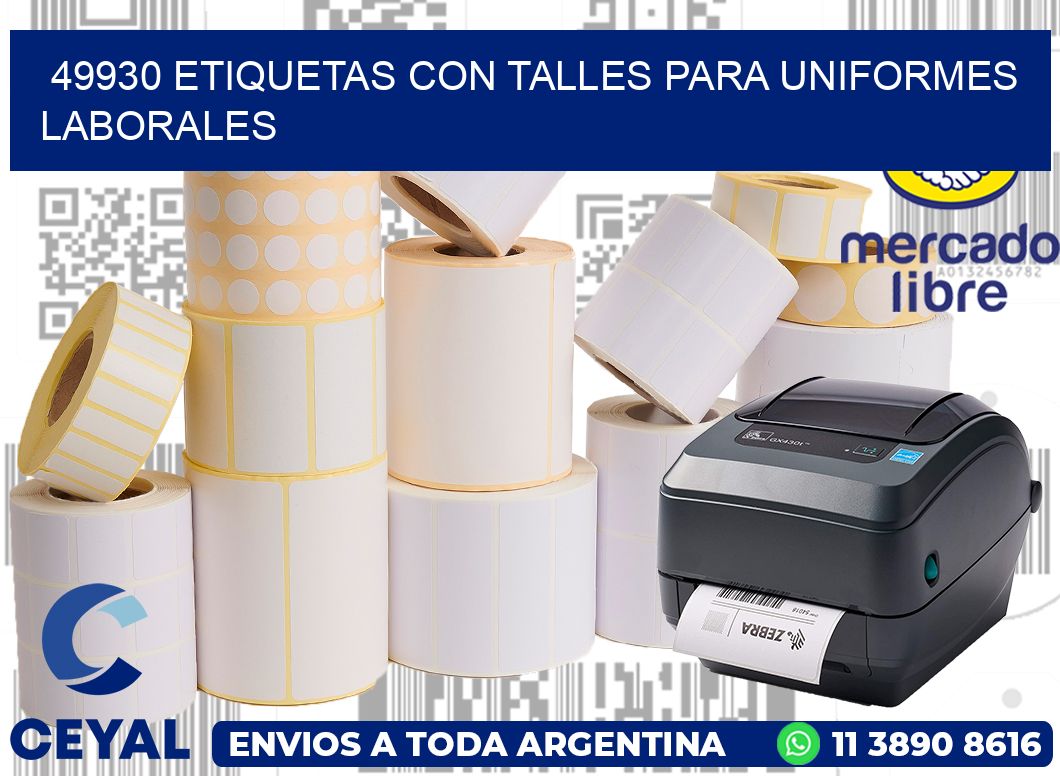 49930 etiquetas con talles para uniformes laborales